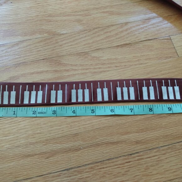 Vintage 70s Piano Skinny Tie Brown Novelty Necktie Silky Ska Punk Rockabilly - Picture 9 of 11